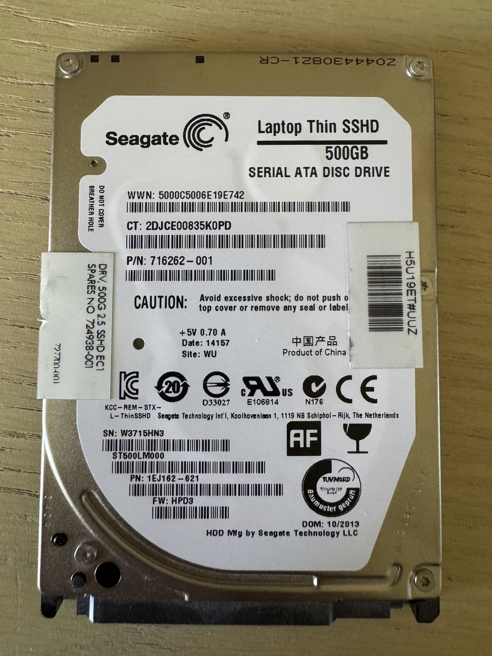 Seagate Dischi rigidi: Seagate Laptop Thin SSHD, 500GB, SATA, 2.5" – Usato da Bern venduto da Bergi2000