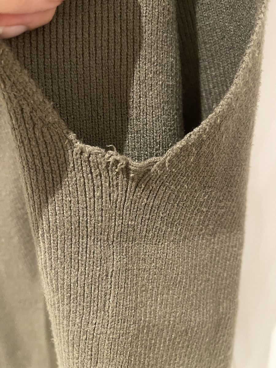 Mango Top: MANGO Stricktop / Pullunder mit Polokragen – Khaki – Gr. L – Usato da Mauren venduto da toppiloppi 2