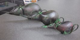 3 Blechmäuse aus Stahlblech patiniert, verschiedene Grössen