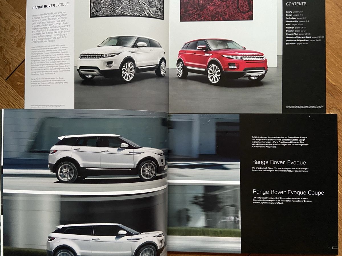 Land Rover Documenti: RANGE ROVER EVOQUE Prospekt-Konvolut 2011 2012 brochure lot – Usato da Langenthal venduto da Andreasdavidk 1