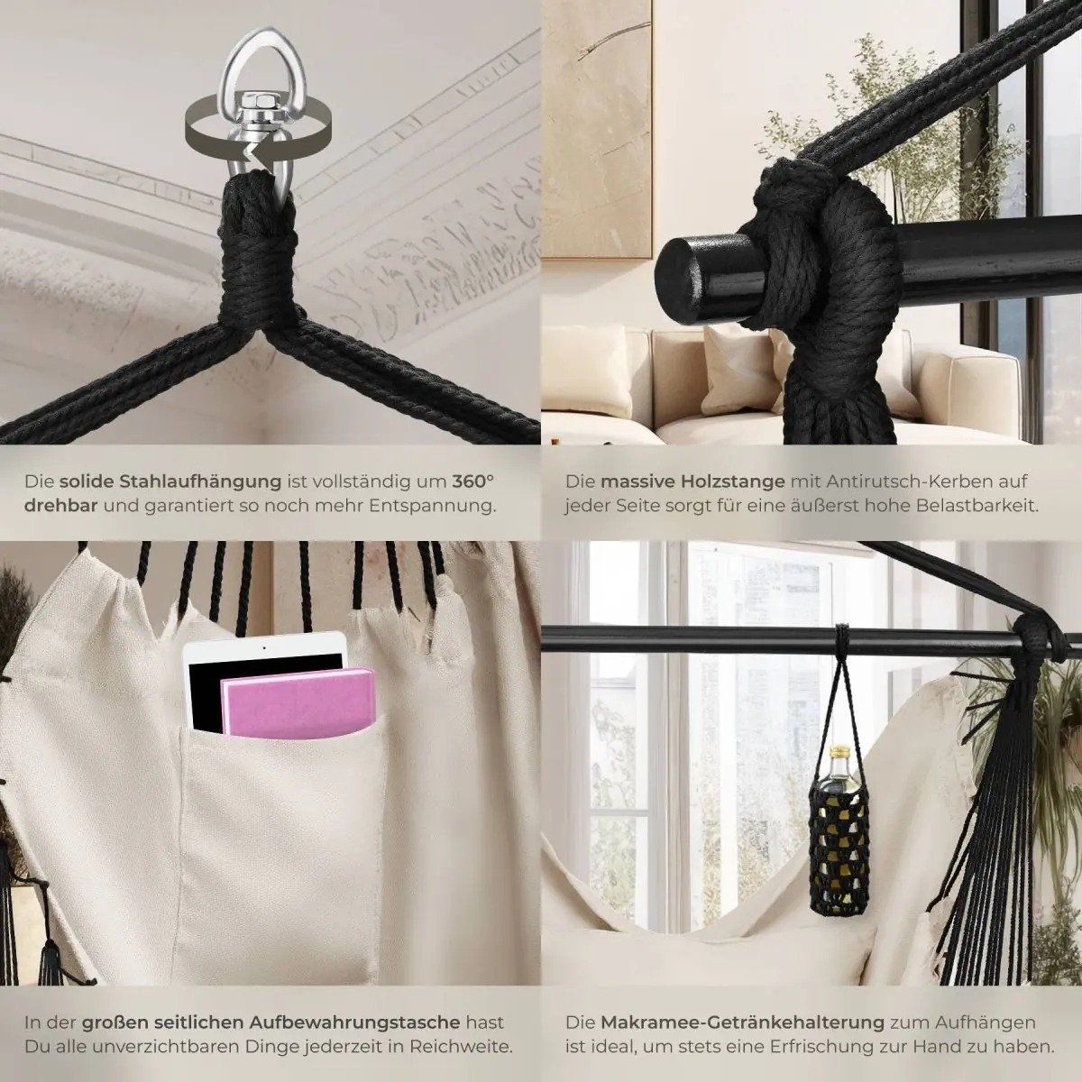 Poltrone pensili da giardino: Hängesessel Boho Style Belastbarkeit 150kg SANDIRA – Nuovo e nell'imballaggio originale da Lachen SZ venduto da sw3zzy 4