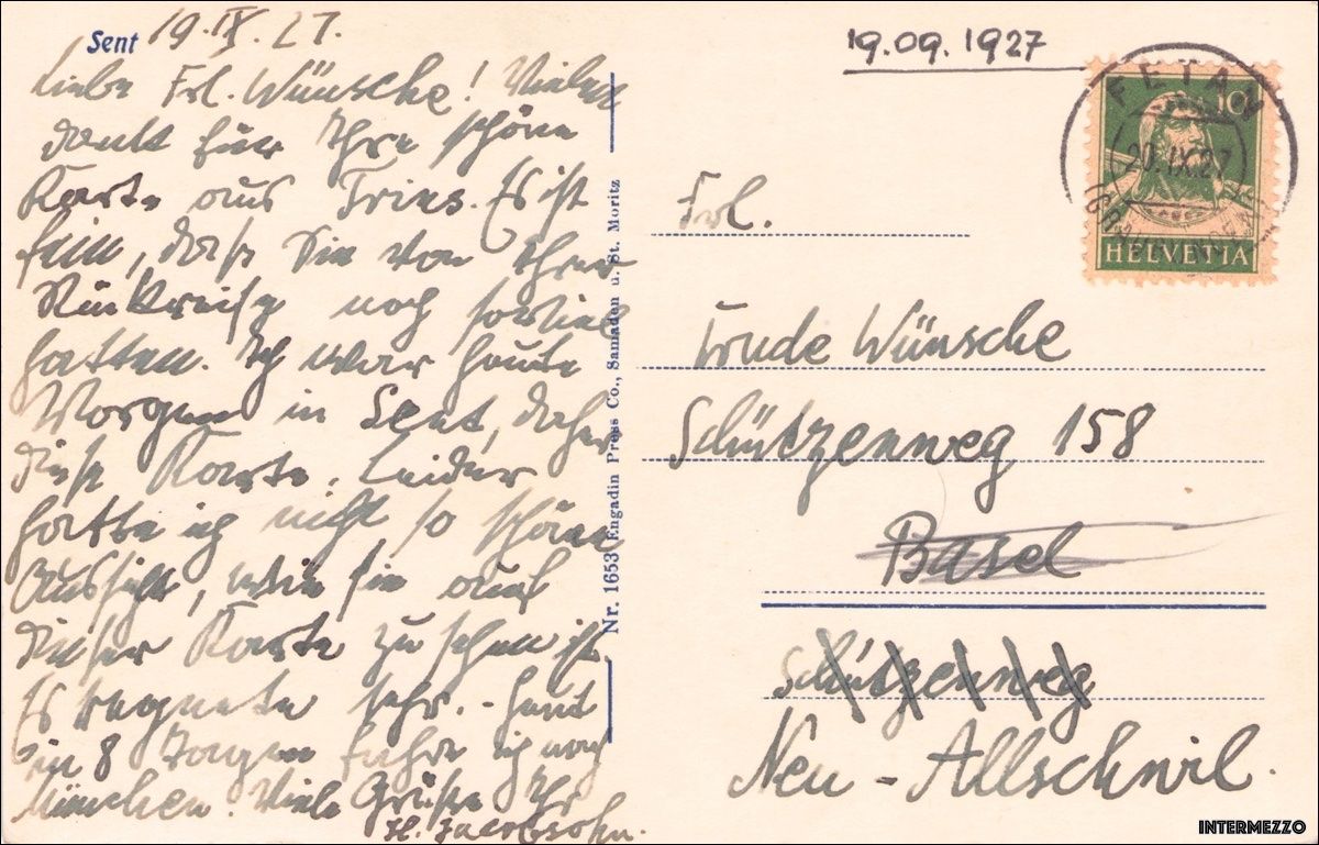 Ansichtskarten: Sent GR // Dorf 1927 Unterengadin – Gebraucht aus Basel von intermezzo12 1