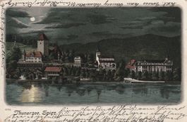 Spiez am Thunersee-Mondschein-Litho - Karte gelaufen 1901