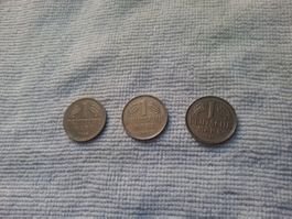 3 Münzen 1 Deutsche Mark 1961 1971 1985 gebraucht