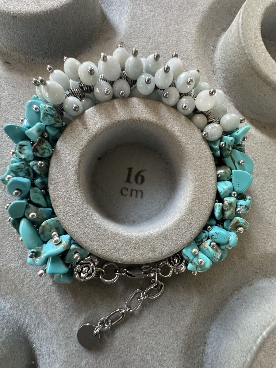 Bracciali & Braccialetti: Armband mit Aquamarin und Howlith – Nuovo e nell'imballaggio originale da Kriens venduto da Hortensie6 1