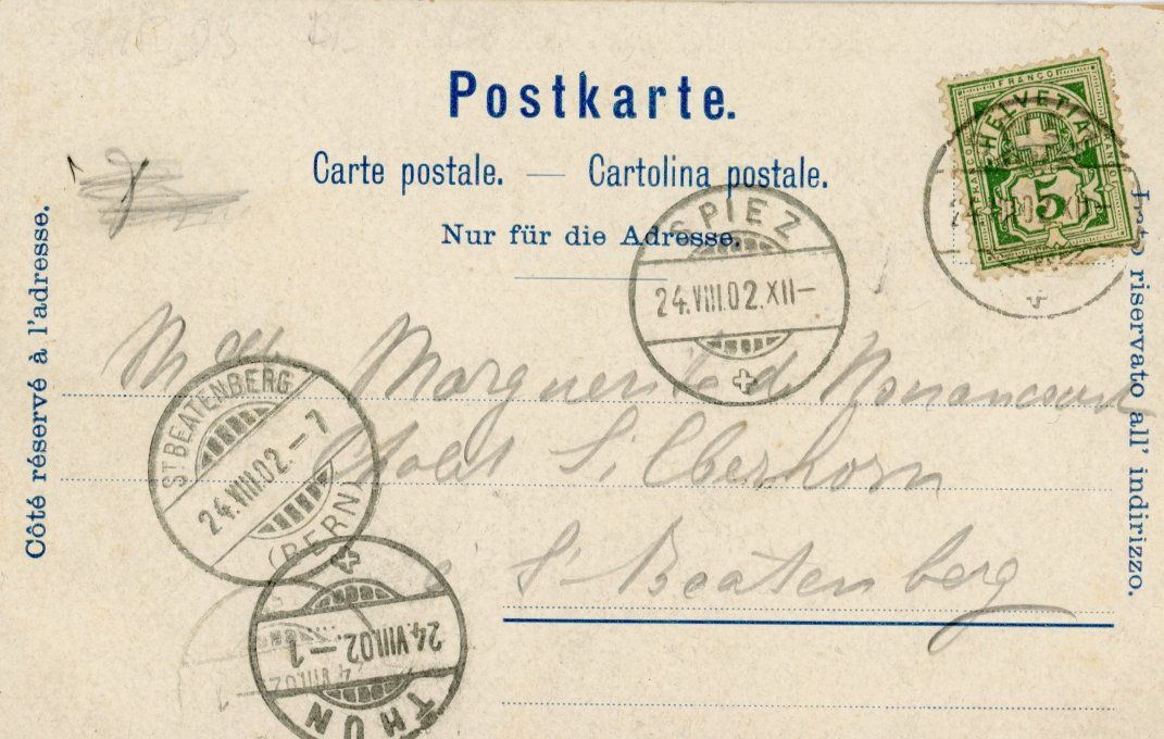 Ansichtskarten: Spiez   BE      um  1 9 0 2 – Gebraucht aus Brig von Valcards54 1