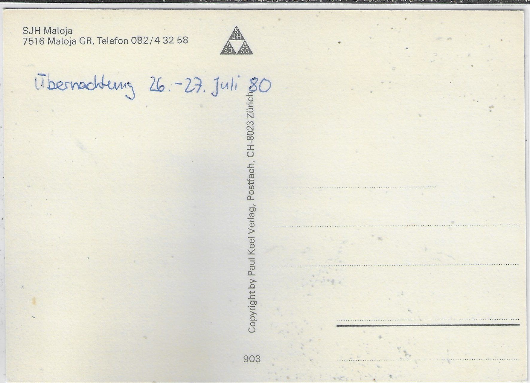 Cartoline postali: SJH Maloja - Maloja GR – Usato da Ettingen venduto da Kartenplanet 1