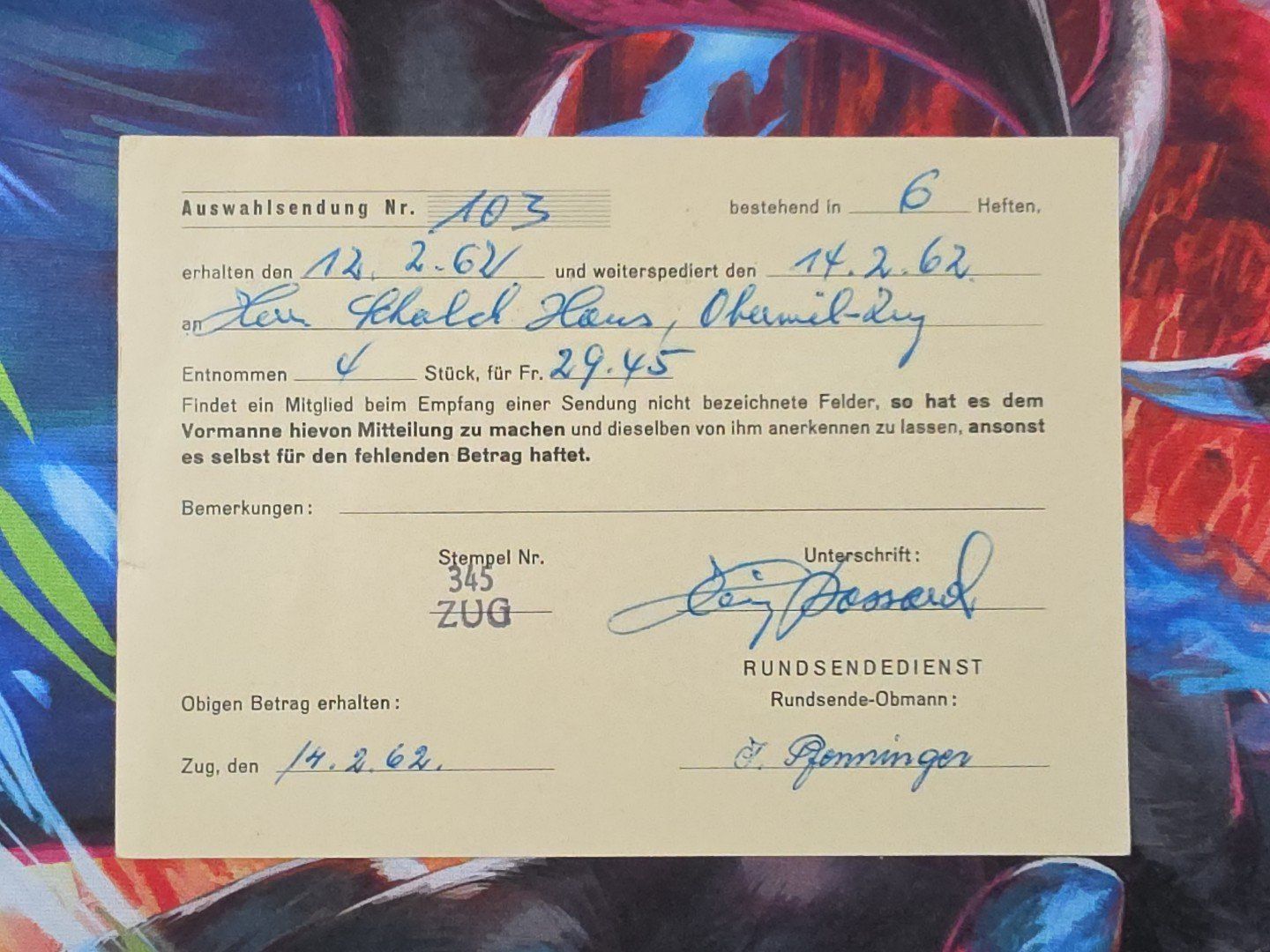 Alle Briefmarken: CL33 Carte Postale + Timbre Suisse 1962 – Gebraucht aus Cousset von Patrick_Collections 1