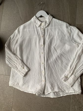 Damen Leinen Bluse weiss langarm Grösse 36