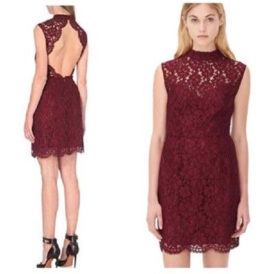 Sandro Paris Dress, burgundy lace, backless, party👗💃!