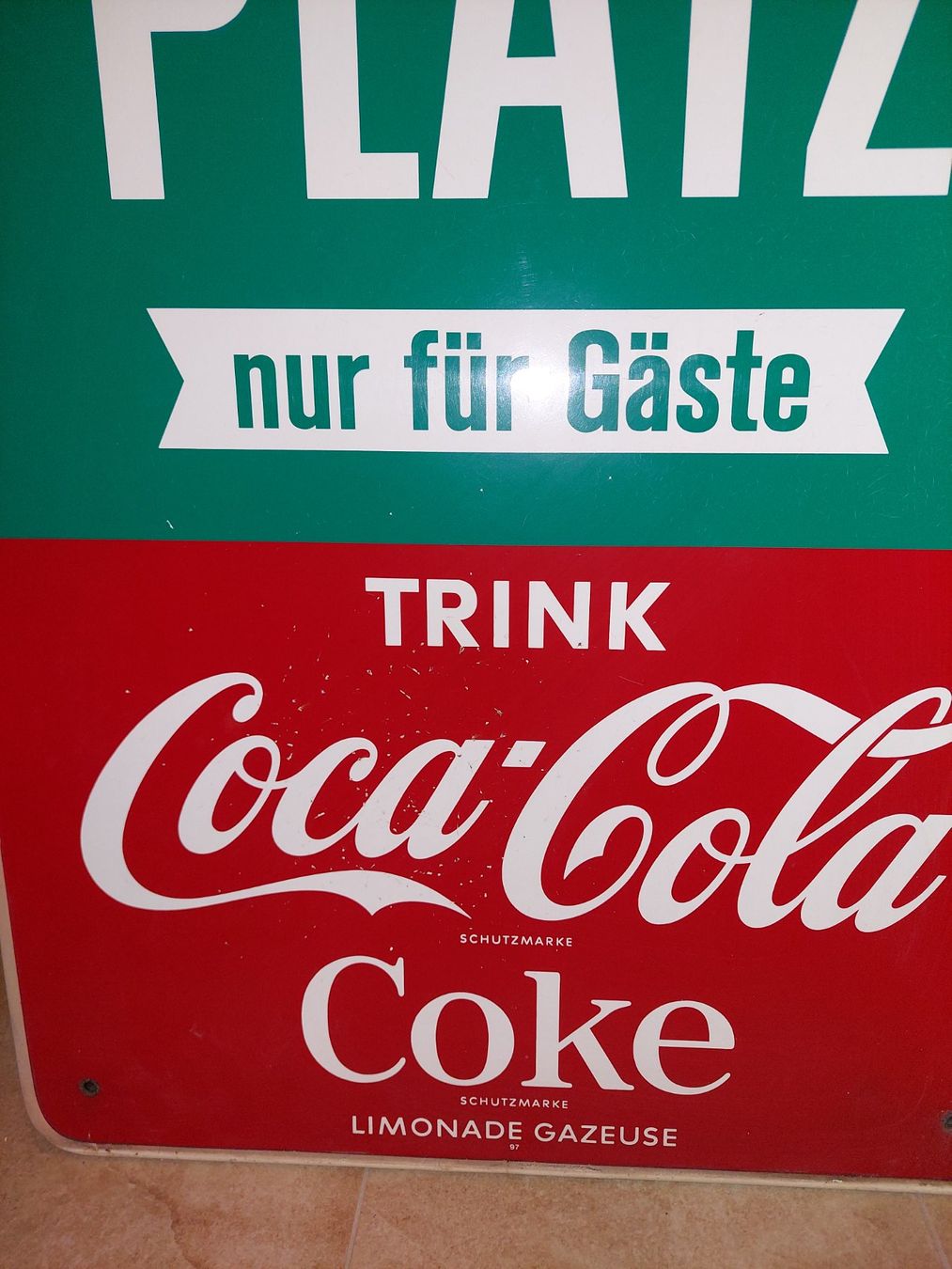 Coca-Cola Insegne: Seltenes Coca-Cola Hartfaser Werbeschild – Usato da Siblingen venduto da rantiques 2