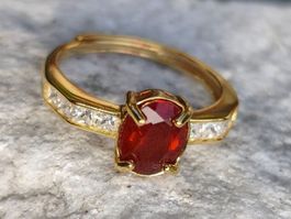 Roter Saphir Ring 925 Silber Grösse verstellbar