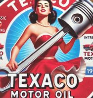 Texaco Motor Oil Pin Up Girl Blechschild / neu