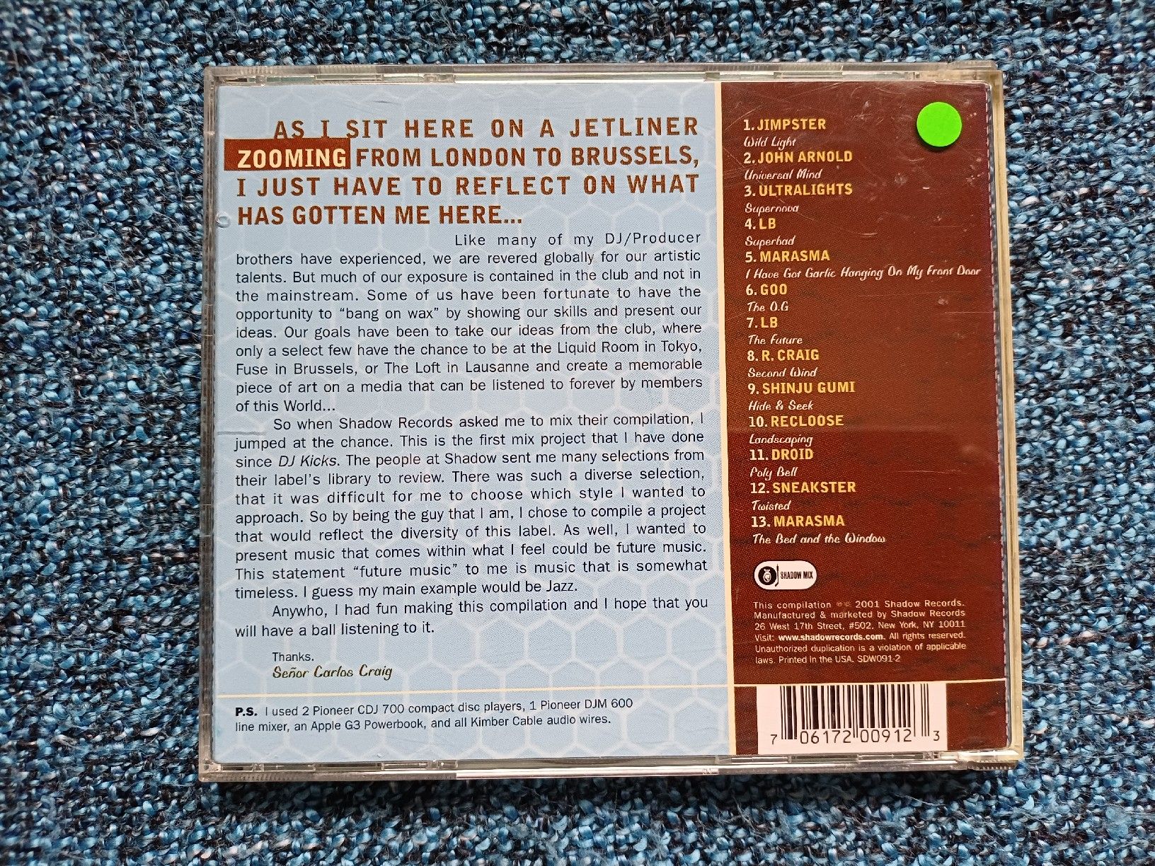 CD: Carl Craig "Onsumotahasheeat" CD – Usato da Begnins venduto da Drastic-Sound 1