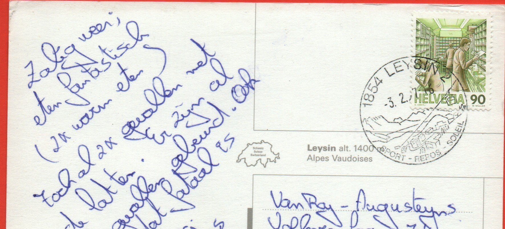 Cartoline postali: LEYSIN Sesselbahn, Skifahrer – Usato da Jona venduto da philajona 1