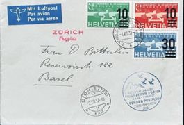 Schweiz Flugpost 1937 Zürich Flugplatz Automobil-Bureau