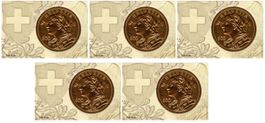 5 Blocks Goldvreneli** (alle mit Zertifikat)