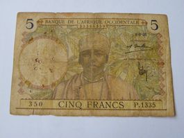 Alte 5 Francs 1935, Banque Afrique Occidentale