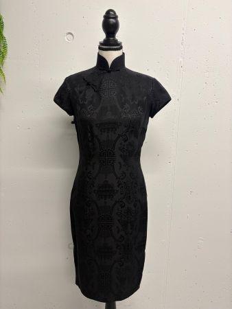 Shanghai Tang Cheongsam Kleid 36 schwarz Seide asiatisch