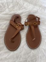 Sandales Zara marron taille 41 été cuir boucle dorée