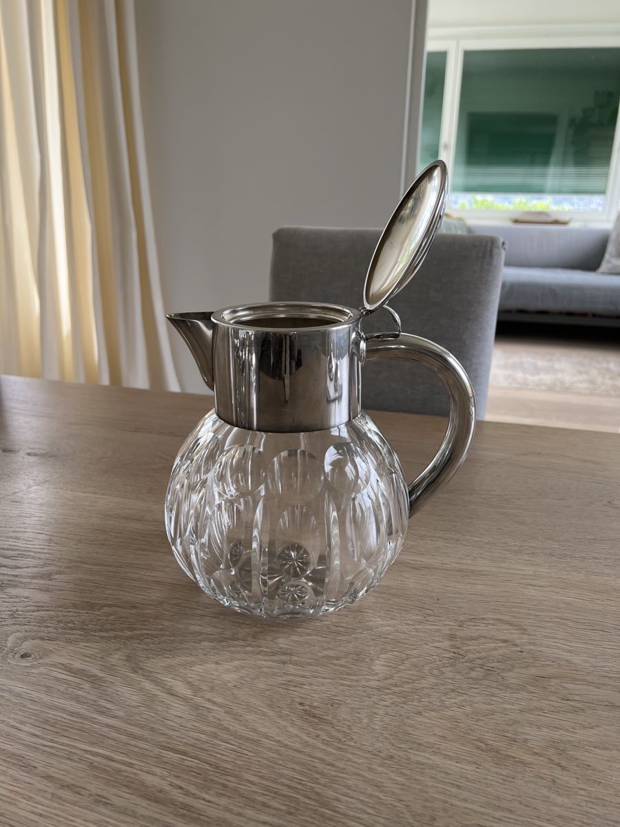 Caraffe: Kristallkrug mit versilbertem Deckel – Usato da Erlenbach ZH venduto da Karinsylvester 1
