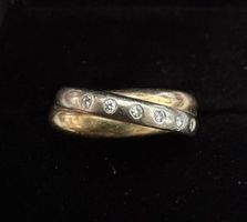 Goldring dreifarbig mit Diamanten 750/18 K