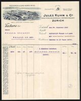 Rechnung Zürich 1908, Jules Kuhn, Co., 
