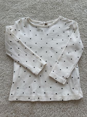 T-shirt manches longues H&M pois blancs 80 cm
