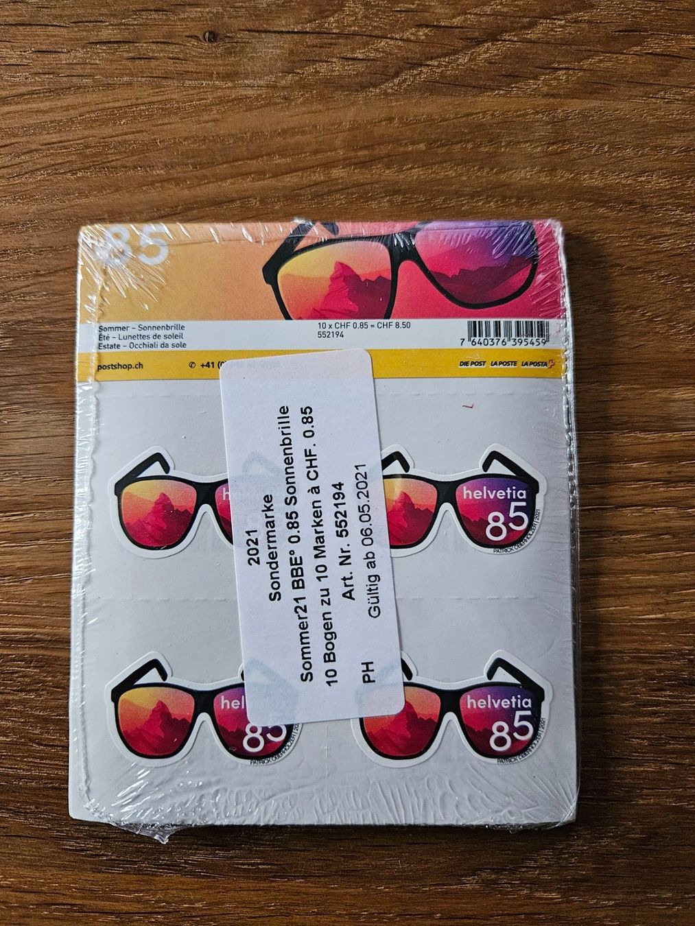 Alle Briefmarken: Originalpaket Bogen Sommer 2021, Sonnenbrille, Postfrisch – Neu (gemäss Beschreibung) aus Rickenbach SO von Bytebull