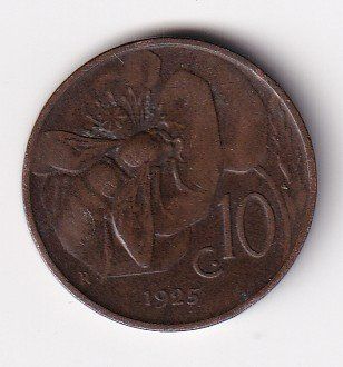 Alle Münzen: Italien 10 centesimi 1925 – Gebraucht aus Neuchâtel von karlpierrino