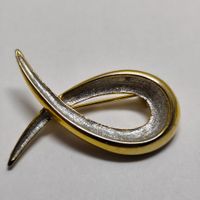 Vintage Modernist Brosche Zweifarbig gold plated C3