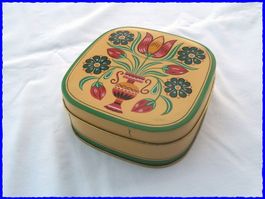 Blechdose (Bisquitdose) - Läckerli-Huus - mit Blumenmotiv