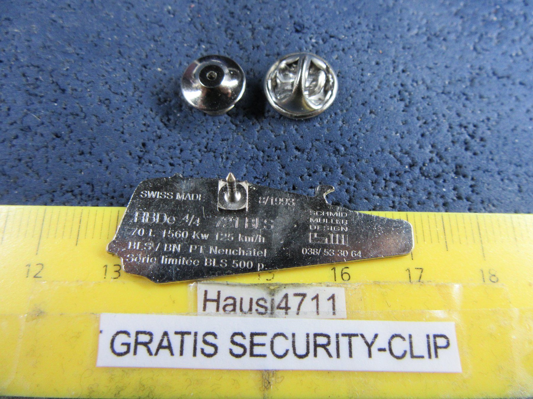 SBB/CFF/FFS Placchette & Badge: SCHMID-MÜLLER SMD PIN RBDe4/4 BAHN LIM.AUFL.500p SECURITY-CL – Usato da Ettingen venduto da Hausi4711 2