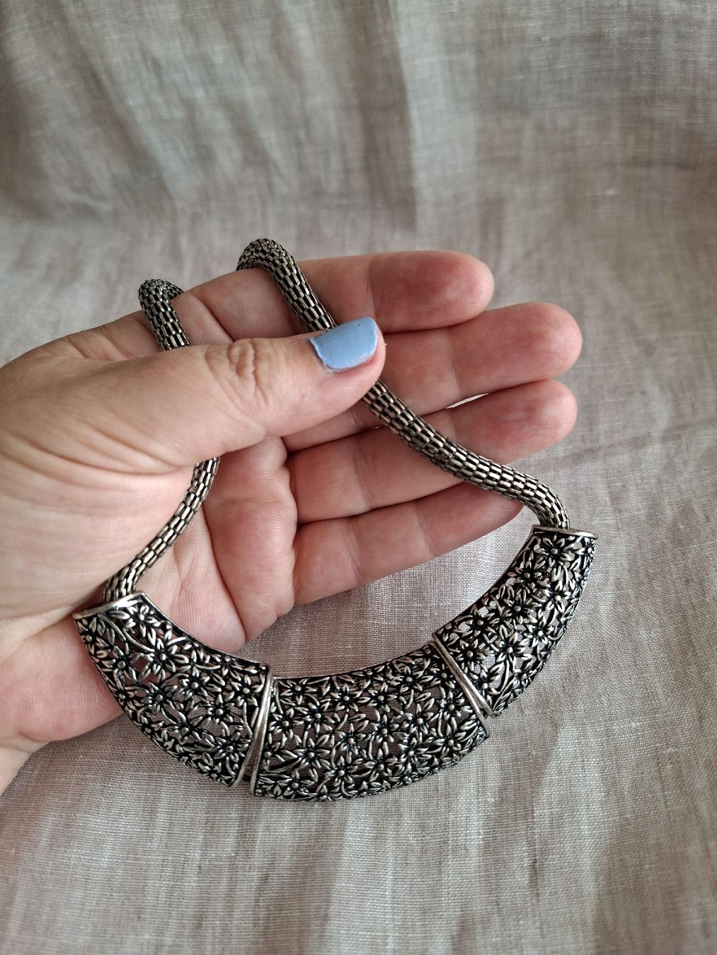 Ketten: Collier Vintage Statement Argenté Floral – Neu (gemäss Beschreibung) aus Lutry von Sim_Sta 1