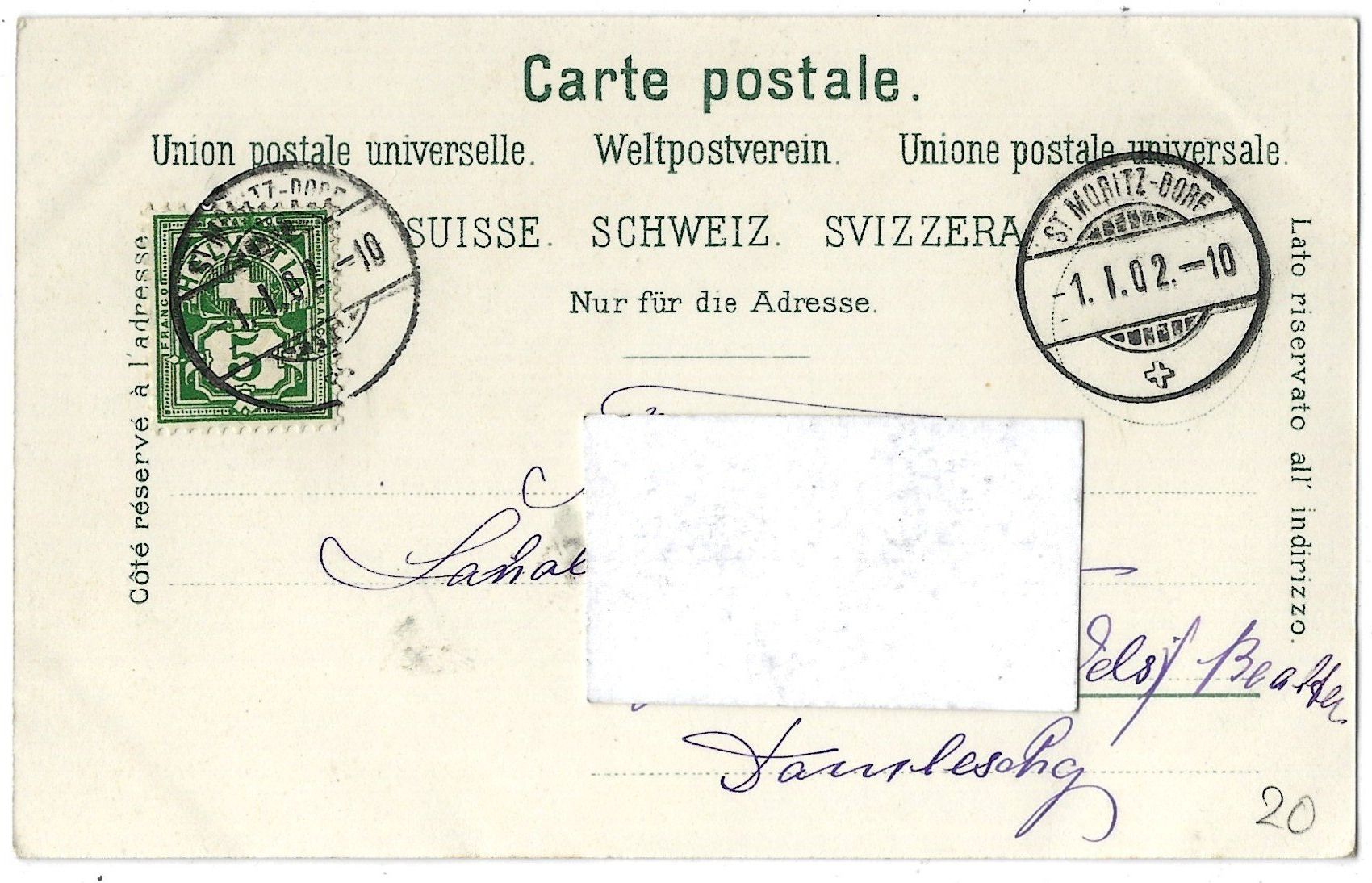 Cartoline postali: St.  Moritz. – Usato da Bütschwil venduto da Jackson1A 1