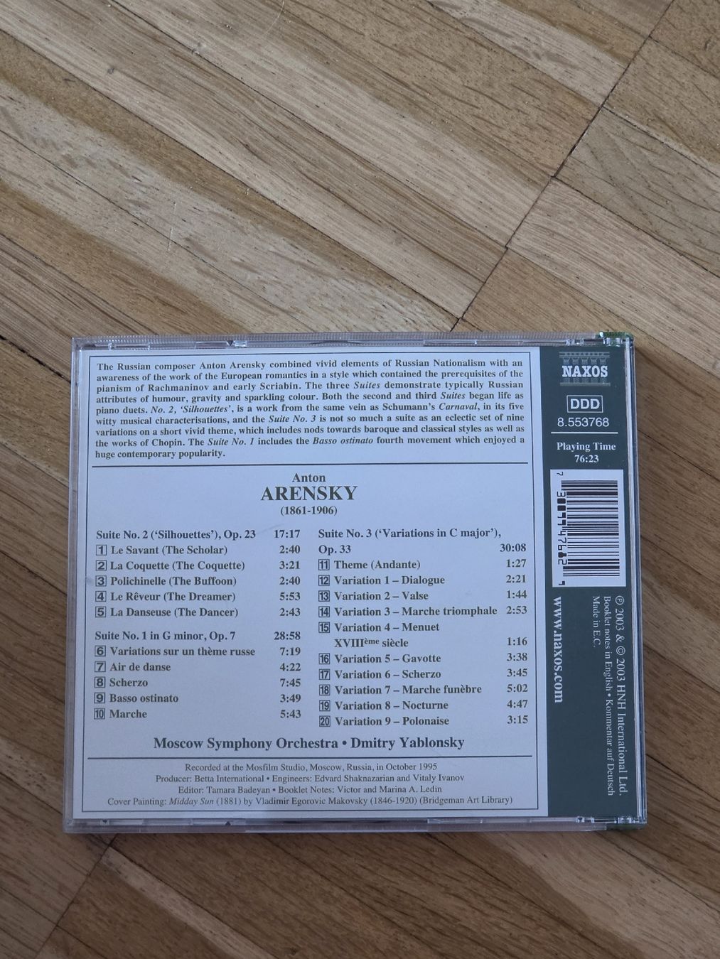 CDs: CD: Anton Arensky: Three Suites – Gebraucht aus Aesch BL von immon 1