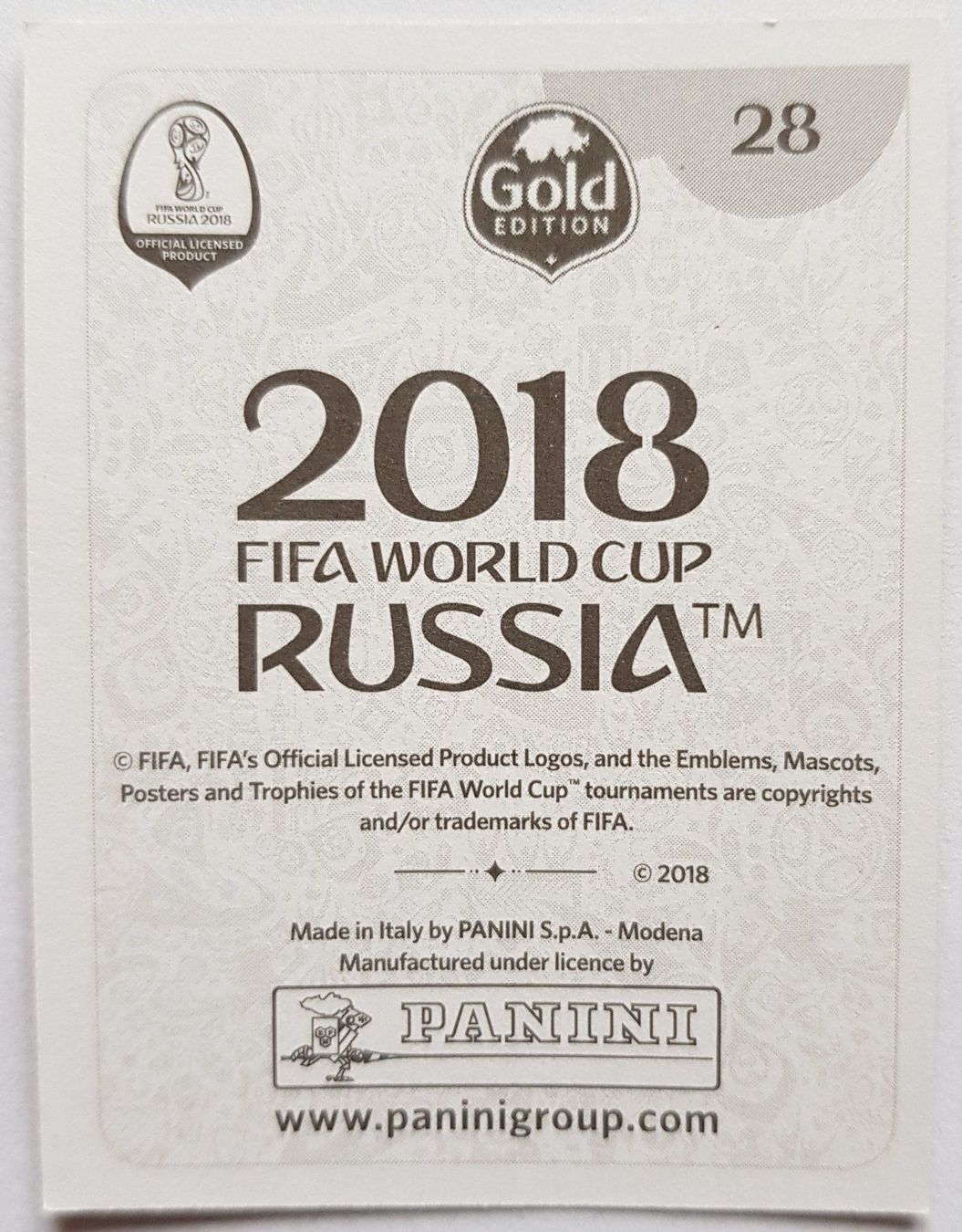 Panini Carte collezionabili: Russia 2018 Panini Nr. 28 – Usato da Koppigen venduto da Jsimsala 1