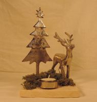 Weihnachtsdekoration, Metall Hirsch, Teelicht, neu