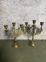 2 Stück Kerzenständer, antik aus Messing