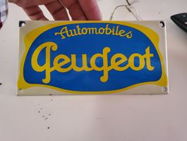 Peugeot Emaill Werbeschild gewölbt