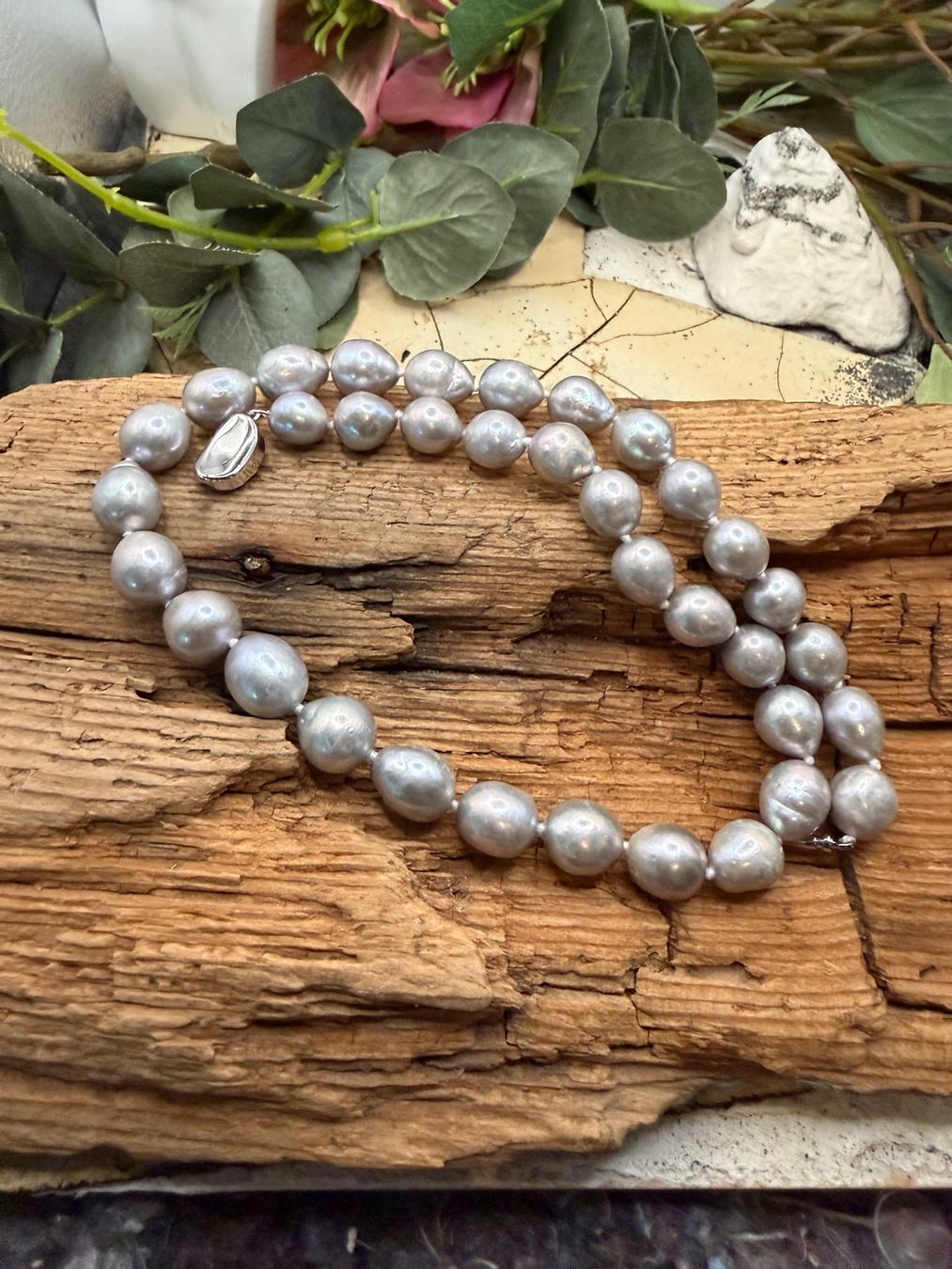 Sonstiger Schmuck: Set Collier Edisonperlen grau mit Ohrsteckern – Neu (gemäss Beschreibung) aus Luzern von S.Kern01 1