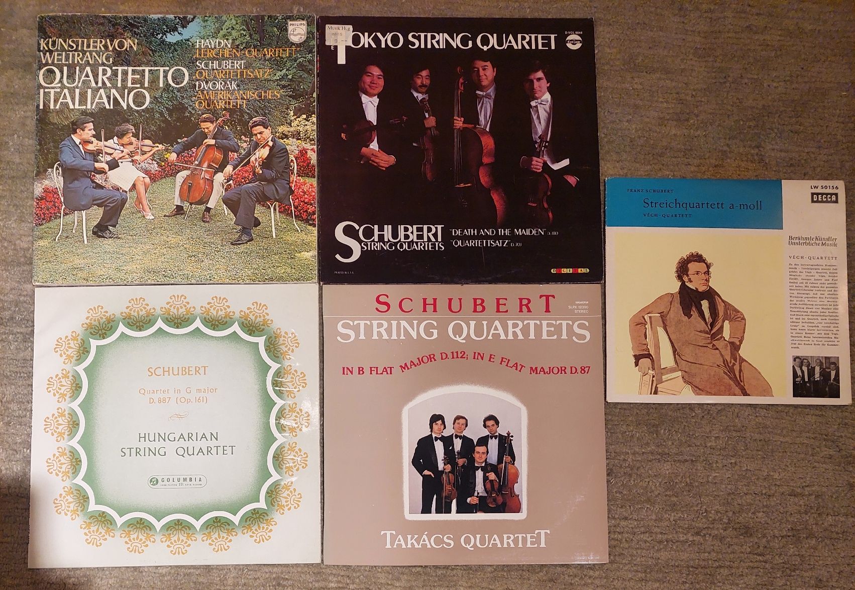 Dischi in vinile: 5 LPs mit Streichquartetten von Schubert – Usato da Zürich venduto da Cortin