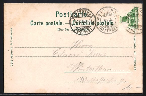 Cartoline postali: Weissbad bei Appelnzell, Blick auf das K – Usato da Berlin venduto da bartko-reher 1