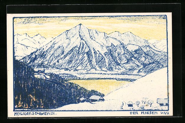 Cartoline postali: Heiligenschwendi, Blick auf den Niesen – Usato da Berlin venduto da bartko-reher