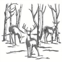 Silikonstempel Wald mit Hirsch und Reh