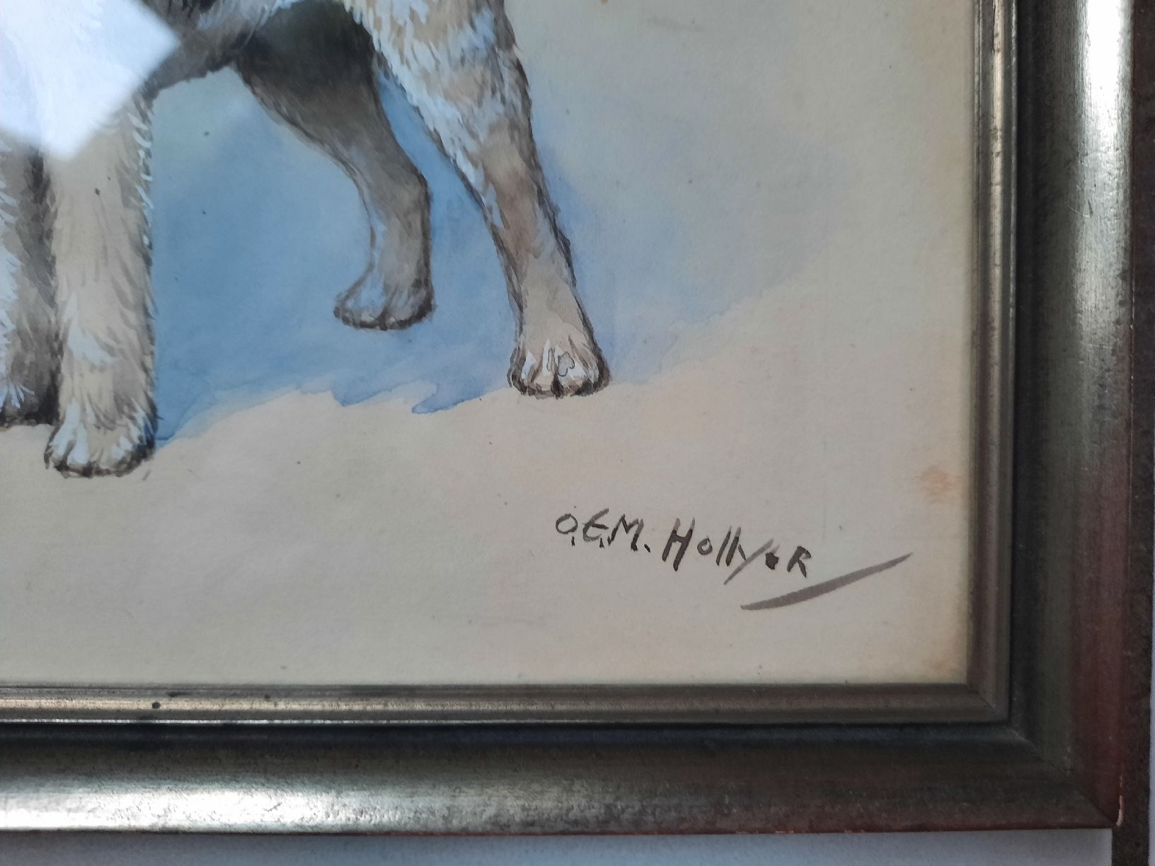 Gemälde: TABLEAU, SOUS-VERRE. " 2 FOX-TERRIER " – Gebraucht aus Le Locle von marylise01 1