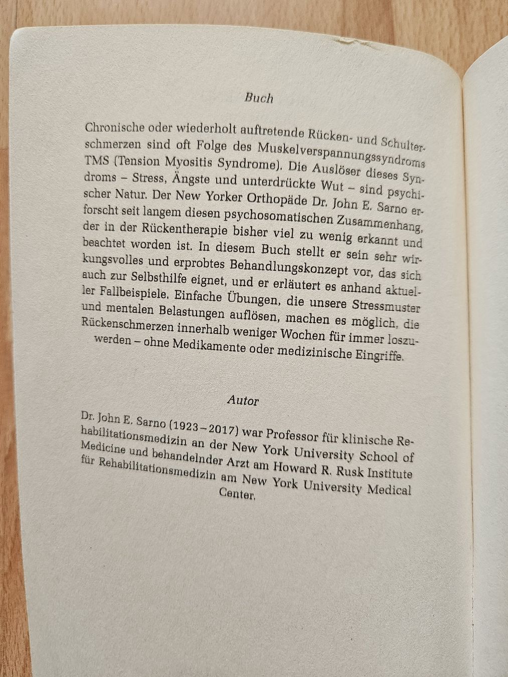 Libri: John Sarno: Befreit von Rückenschmerzen – Usato da Ebikon venduto da SecondChance_byM 2