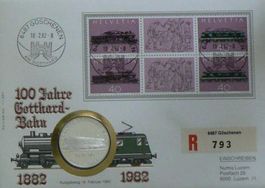 Numisbrief 100 Jahre Gotthardbahn Feinsilbermünze 999.9