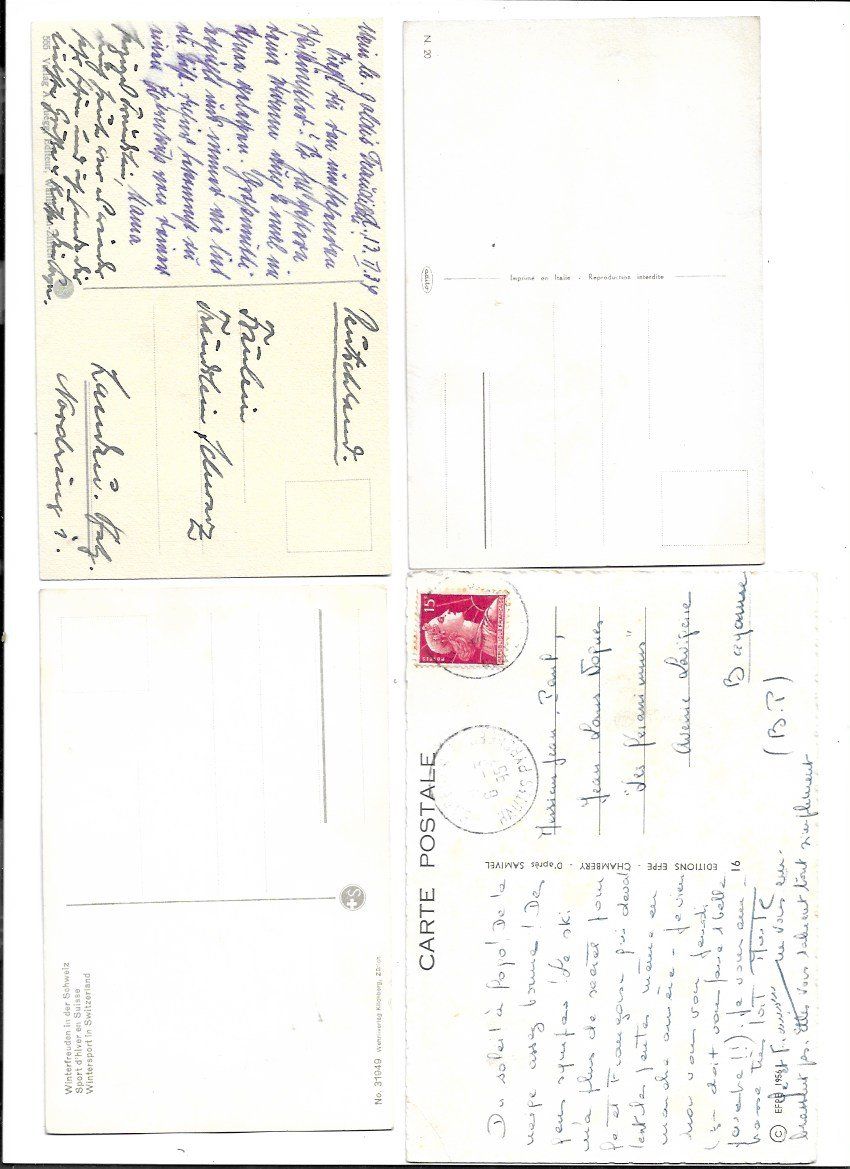 Cartoline postali: 4 alte Ansichtskarten Winter Skifahrer Illustriert – Usato da Winterthur venduto da Wolfensberg 1