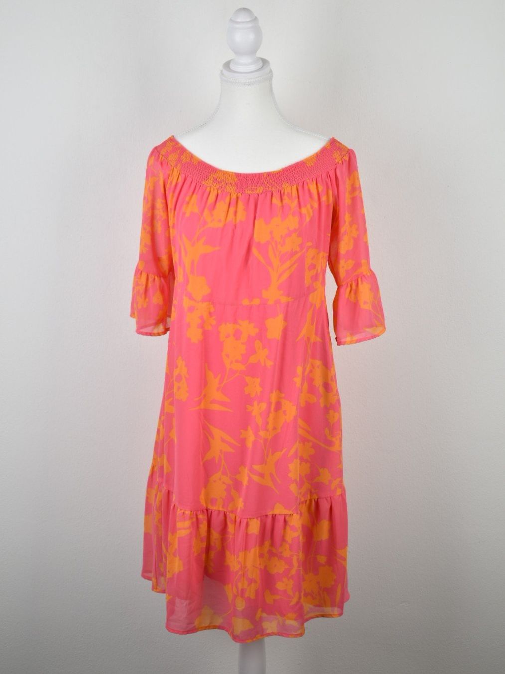 Comma Vestiti: Comma Chiffon Kleid, Gr.40, rosa/orange – Usato da Nürensdorf venduto da 2ND_STORY 1